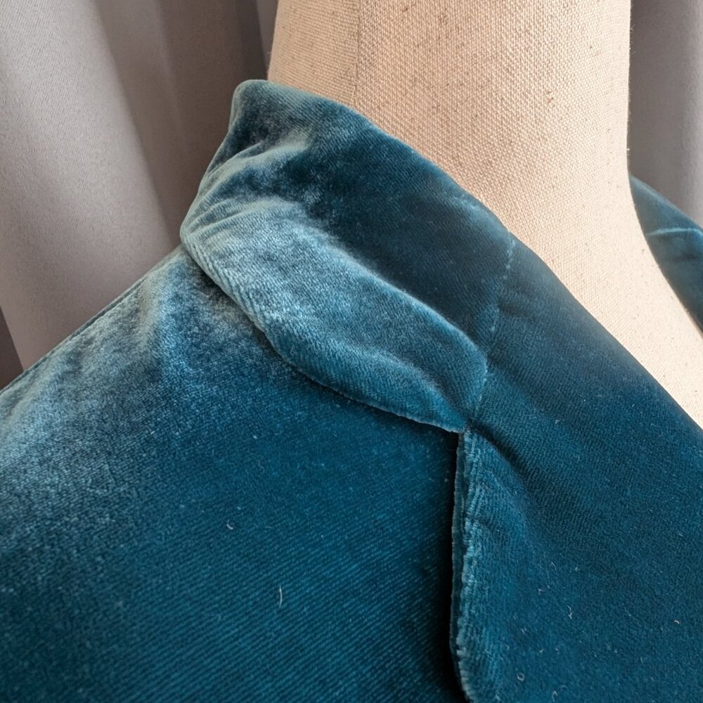 Soft teal velour velvet blazer, size Large (estimated), fair condition - Picture 2 of 9